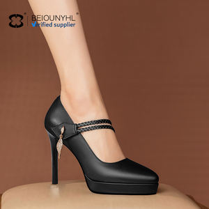 Escarpins à bout pointu bleus élégants pour femmes, talons hauts et fins à sangle unique, plateforme épaisse, chaussures confortables et à la mode de nouveaux créateurs - Product Image 1