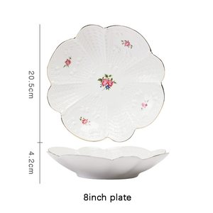 Creative Small Floral Ceramic Breakfast Plate <b>Set</b> Luxury Modern Round Dessert <b>Dish</b> for Home Cake Fruit Bowl <b>Serving</b> - Product Image 6