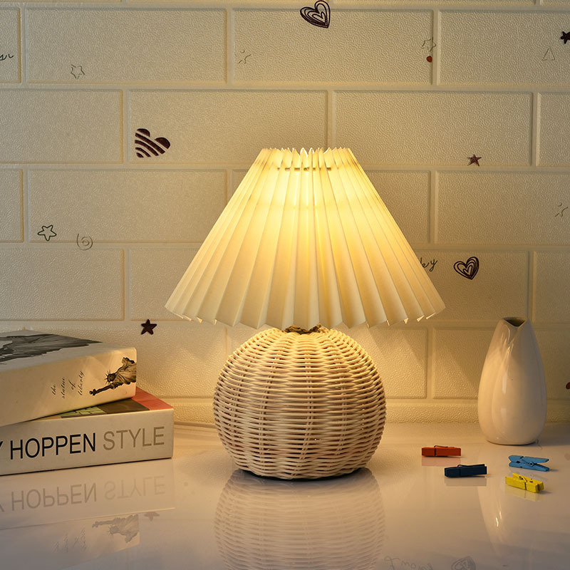 Multi color Pleated Bedside Table Lamp