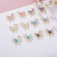 Nouveaux accessoires pour ongles en alliage, bijoux papillon laser transparent effet aurore, pour nail art féerique