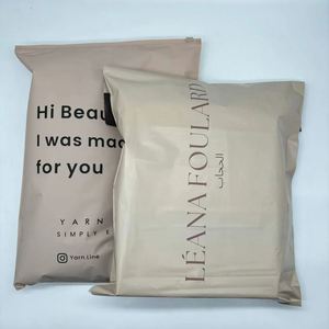 Custom Design Eco-Friendly Biodegradable Recyclable Poly Post Mailer Peach Nude Beige Polymailer Shipping Bag for Clothing - Product Image 4