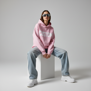 Sweat-shirt à capuche et sweat-shirt court en coton lourd 380GSM OEM, couleur personnalisée, teinture, coupe ample, haut vierge en vrac - Product Image 2