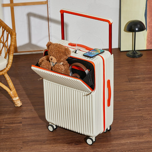 Valise moderne compacte à code avec poignée télescopique large, ouverture frontale, roulettes pivotantes, <span class=keywords><strong>bagage</strong></span> cabine en polycarbonate - Product Image 2