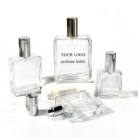 Flacon de parfum en verre de luxe vide en gros, vaporisateur rectangulaire, atomiseur de parfum, 20 ml, 30 ml, 50 ml, 100 ml