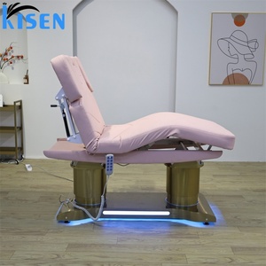 Fauteuil d'examen médical, de tatouage, de spa, de massage, de beauté cosmétique, de soin du visage, électrique rose KISEN à 3/4 moteurs, inclinable et esthétique - Product Image 3