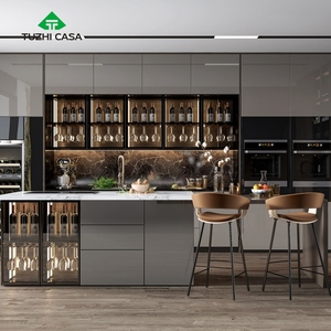 <span class=keywords><strong>Cuisine</strong></span> intelligente préfabriquée intégrée, nouveautés 2023, plan de travail en marbre artificiel, tiroir en résine, panier, robinet - Product Image 4