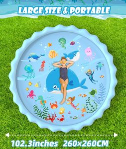 Alberca de Agua Inflable de PVC con Diseño Oceánico de 102.3 Pulgadas para Niños, Juegos Acuáticos de Verano para el Patio Trasero - Product Image 2