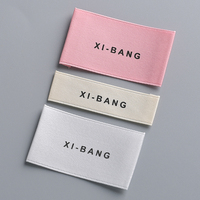 Étiquettes de luxe XBL pliables pour vêtements, étiquettes en satin, étiquettes tissées en coton pour col, étiquettes de vêtements