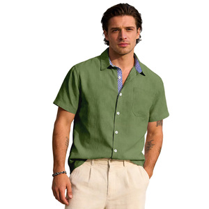 <span class=keywords><strong>Camicia</strong></span> da <span class=keywords><strong>uomo</strong></span> in <span class=keywords><strong>misto</strong></span> <span class=keywords><strong>lino</strong></span>, nuovo stile estivo 2026, con risvolto, bottoni, maniche corte, taschino, casual, traspirante, scollo a V - Product Image 3