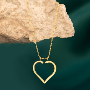 Su misura 18k placcato in <span class=keywords><strong>oro</strong></span> placcato a forma <span class=keywords><strong>di</strong></span> cuore collana con supporto anello minimalista gioielli per anelli <span class=keywords><strong>di</strong></span> <span class=keywords><strong>fidanzamento</strong></span> - Product Image 3