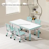 Ensemble table et chaises réglables en hauteur pour enfants Vsuch, bureau d'étude et de jeu en plastique pour enfants avec 4 chaises pour la maison et la maternelle