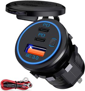 12V 78W doppio tipo C <span class=keywords><strong>USB</strong></span> + 18W QC3.0 <span class=keywords><strong>USB</strong></span> caricatore adattatore <span class=keywords><strong>per</strong></span> <span class=keywords><strong>auto</strong></span> barca Marine Bus camion - Product Image 1