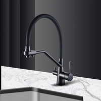 Robinet de cuisine monocommande chaud/froid 3 voies avec douchette extractible, cartouche céramique, finition acier inoxydable, montage sur plan