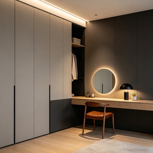 <span class=keywords><strong>Armadio</strong></span> Moderno su Misura con Ante Scorrevoli, Ampio Spazio di Stoccaggio, Ripiani Personalizzabili, Spazio Appendiabiti, Design Contemporaneo Minimalista in MDF - Product Image 1