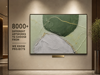 Art mural abstrait gris vert foncé, bas-relief de roches superposées, style zen minimaliste, cadre doré, inspiré des couloirs d'hôtel et des jardins zen, personnalisable
