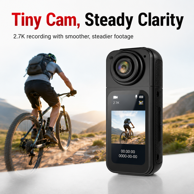 Magnetic Wearable Mini Action Camera 2.7K Thumb Size with 180 Degree Rotating Lens WiFi App Control OEM ODM
