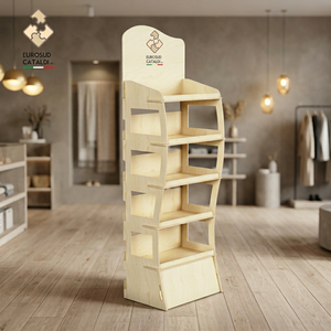 Wooden Tiered Display <b>Rack</b> 5 Shelves Vertical Freestanding Light <b>Weight</b> Modern Storage Shelf - Product Image 4