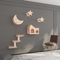 Vente chaude Écologique Solide Motif En Bois Chat Lit Escalade Cadre Mur Hamac Monté Coton Remplissage pour un Sommeil Confortable