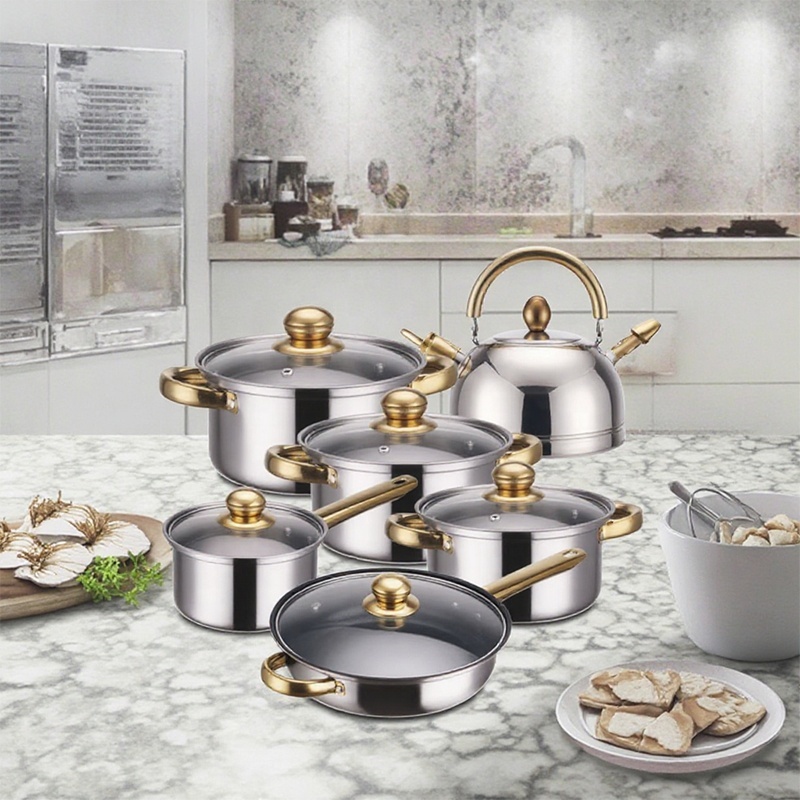 Modern Design 12 Pieces Pots Set Kitchen Cooking Pot Stainless Steel Non-stick Cookware Set with Handle · image 5