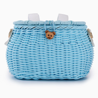 Panier de vélo vintage tissé à la main avec couvercle et poignée, panier de vélo pour enfants, panier de transport pour petits chiens et chats