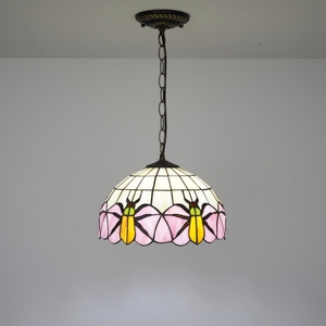 Lampe Tiffany Prix de gros de l'industrie Derniers modèles de lustres Lampes suspendues en verre teinté rose scarabée pour la cuisine - Product Image 4