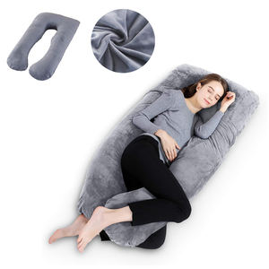 Almohada de Embarazo y Maternidad en Forma de U Grande con Funda Desmontable de Terciopelo Gris para Soporte de Cuerpo y Vientre para Adultos - Product Image 3