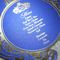 Diseño creativo azul marino brillo papel hecho a mano menú tarjetas lujo DIY boda cena detalle menús