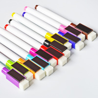 Ensemble de stylo marqueur de tableau blanc magnétique lumineux non toxique de 10mm avec gomme
