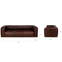 Canapé trois places en cuir marron de qualité supérieure, style confortable, rembourrage carré, pour la décoration de la pièce ou comme meuble de salon