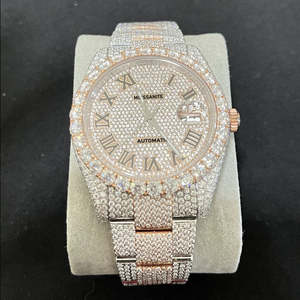 นาฬิกาข้อมืออัตโนมัติแบบกลไก ประดับเพชรโมอิสซาไนต์เกรด VVS คุณภาพสูงสุด งานแฮนด์เมด สไตล์ฮิปฮอป ประดับเพชรเต็มเรือน - Product Image 2