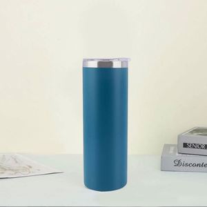 Gobelet droit de 20 oz en acier inoxydable à double paroi isolé sous vide, vierge pour sublimation, avec couvercle à paille - Product Image 2