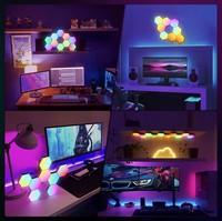 Luz de noche LED hexagonal RGB moderna, luz de pared inteligente, aplicación de sincronización de música, Control remoto, alimentación USB para sala de estar, dormitorio, salas de juegos DIY