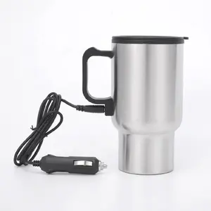 12V Car Heating Cup Cigarette Lighter Interface Car Charging Insulation Water Cup Stainless Steel Coffee Mug for Car Accessories