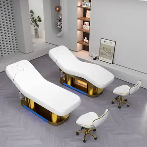 Salon de beauté professionnel lit de spa de luxe en or rose équipement de beauté lit de massage de table cosmétique électrique intelligent avec éclairage led