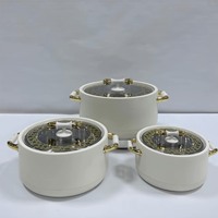 Decoratieve serviesgoed 1L 2L 3,5L Thermische serveerpot Geïsoleerde ovenschaalset met stijlvol glazen deksel