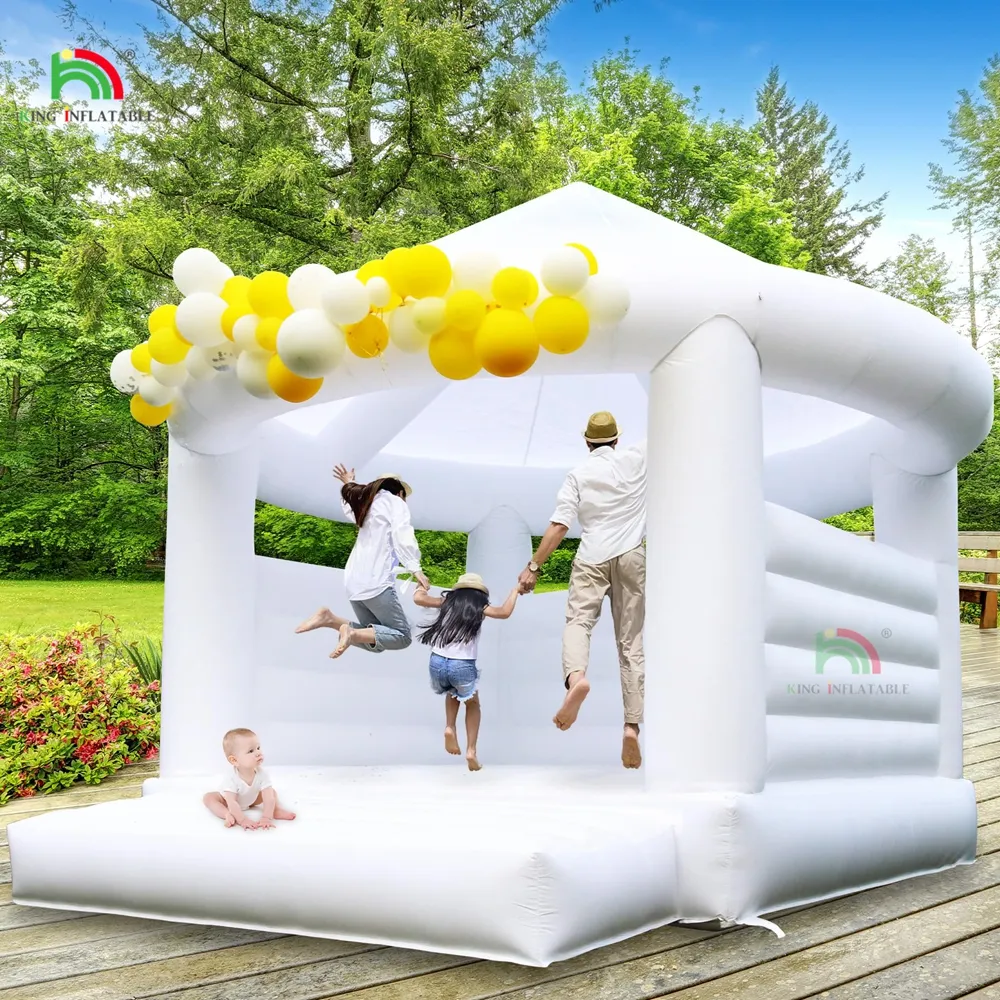 Lâu Đài Trắng Bouncer bên Inflatable nhà bị trả lại trẻ em lâu đài với bóng Pit Hồ bơi cho đám cưới, sinh nhật, các bên