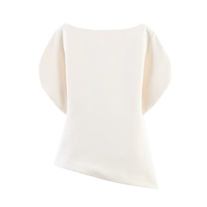 PB&ZA Vente en gros transfrontalière Nouveauté été <span class=keywords><strong>Haut</strong></span> <span class=keywords><strong>asymétrique</strong></span> à col rond et manches courtes bouffantes avec fermeture éclair discrète au dos pour femme 9505198 - Product Image 5