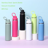 Dunkelviolette 22 oz Edelstahl-Trinkflasche mit Weiter Öffnung, Ausgießer und Griffdeckel, Fitness-Becher, Isolierter Reise- und Fahrradbecher