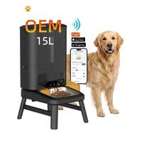 Distributeur automatique de nourriture pour chat en acier inoxydable 15L avec minuterie, application Tuya, WiFi, fenêtre de visualisation et distributeur surélevé – Gamelle intelligente OEM
