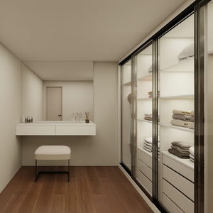 Meubles de maison, armoire moderne, blanche, simple, <span class=keywords><strong>en</strong></span> bois massif, armoire avec vitrine, placard, table de maquillage intégrée - Product Image 1