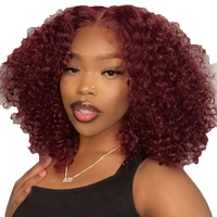 Perruque Bob Africaine Tendance en Dentelle HD, Cheveux Bouclés Mi-Longs pour Femmes, Volumineuse, Douce et de Bonne Qualité, Prix de Gros