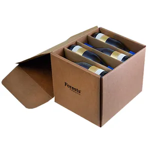 Wholesale Custom Corrugated Paper Shipping Carton Wine Gift Box Cardboard Carrier Beer Box liquor bottle box