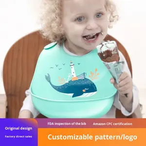 Bavoirs en silicone super doux pour enfants Poches de riz tridimensionnelles pour bébé Serviettes de salive imperméables sans <span class=keywords><strong>lavage</strong></span> Vente en gros - Product Image 5