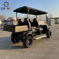 Voiturette de golf personnalisée avec benne de chargement, 4x4 tout-terrain, électrique, noire, 4 places