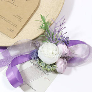 パープルブートニエールウェディングアクセサリーボタンホール男性花嫁介添人ラベンダー造花ウエディングコサージュテーブルデコレーション - Product Image 4