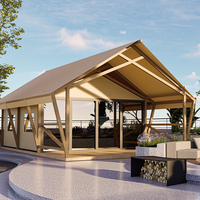 Carpa Safari de PVC Doble de Lujo para Glamping Familiar, Móvil, para las Cuatro Estaciones, Ignífuga, Ecológica, Personalizable, con Dormitorio y Sala de Estar para Exteriores