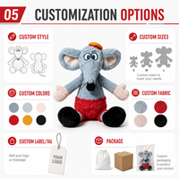 Peluche Souris Personnalisée Direct Usine, Rembourrage Coton PP, Tissu Ultra Doux, Cadeau d'Anniversaire Anti-Stress, OEM/ODM, Marque Privée, Vente en Gros