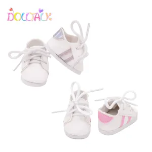 Dolltalk Brand Hot Sale 18-inch American Doll Cute Striped Soft Sports Casual Doll Shoes