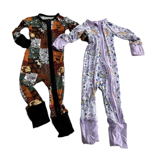 Zs Bamboo 95% 5% スパンデックス竹ジッピーパジャマ幼児用幼児用ジャンプスーツ子供用ロンパー - Product Image 3