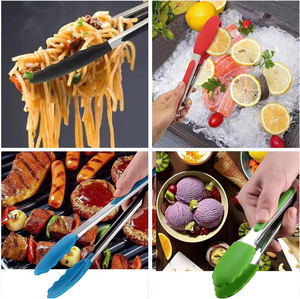 环保食品级 <span class=keywords><strong>7</strong></span> 英寸 <span class=keywords><strong>9</strong></span> 英寸 12 英寸硅胶厨房烹饪夹子套装烧烤夹子，用于烧烤服务 - Product Image 4